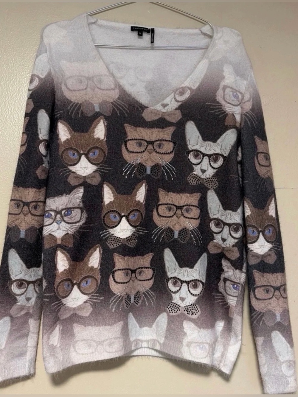 Tricotto V-neck Cat In Glasses Sweater Medium
Fuzzy Cozy Cat Lady Nerdy AOP Gems
